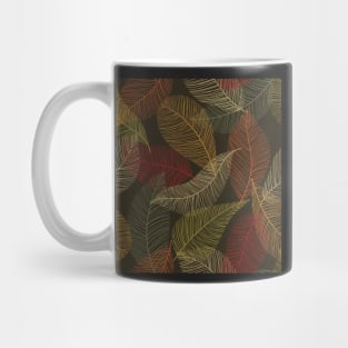 Abstract fall leaves drawing. Leaf skeleton print. Autumn foliage illustration Mug